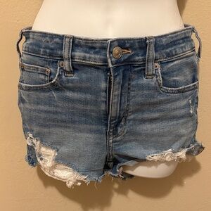 American Eagle Outfitters Blue Distressed Jean Shorts